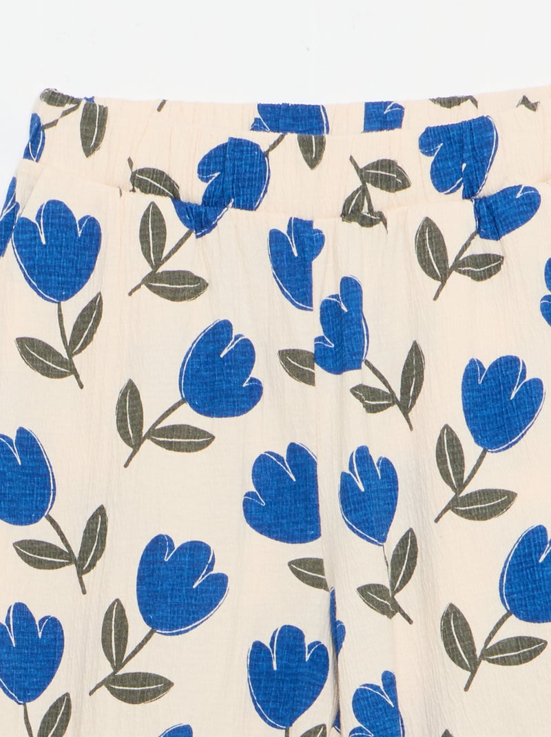 Pantalon large en maille crêpée Beige - Kiabi