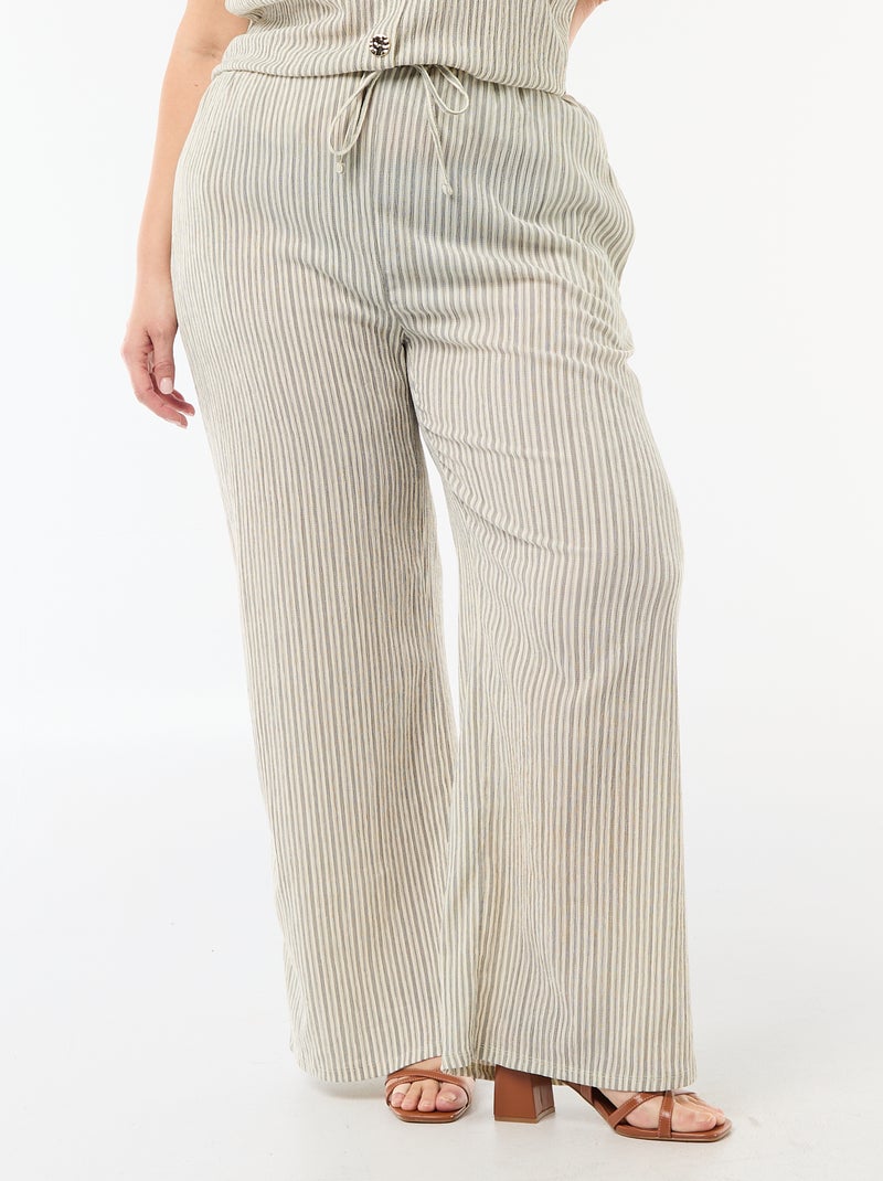 Pantalon large en maille crêpée Blanc - Kiabi