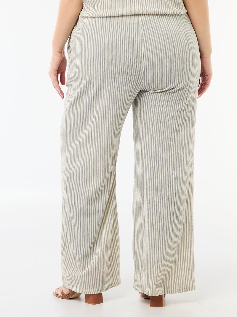 Pantalon large en maille crêpée Blanc - Kiabi