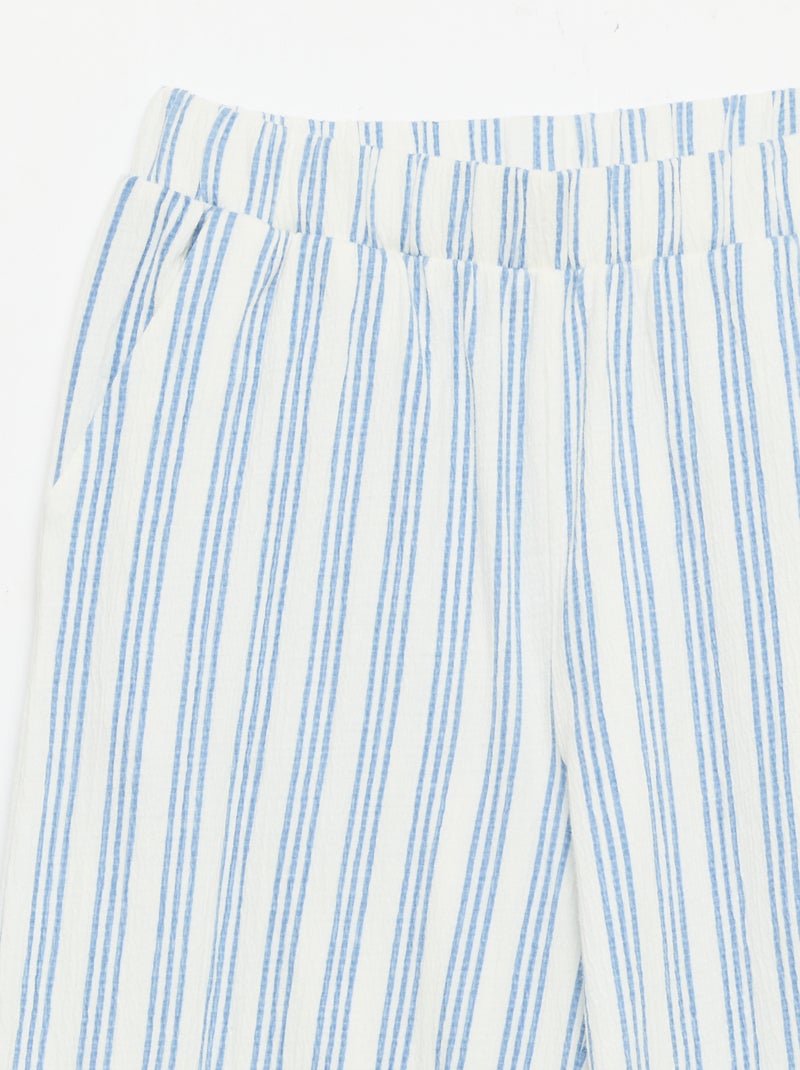 Pantalon large en maille crêpée Blanc - Kiabi