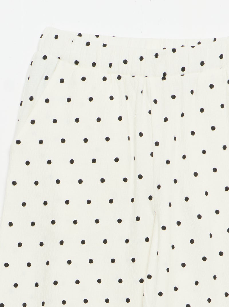 Pantalon large en maille crêpée Blanc - Kiabi