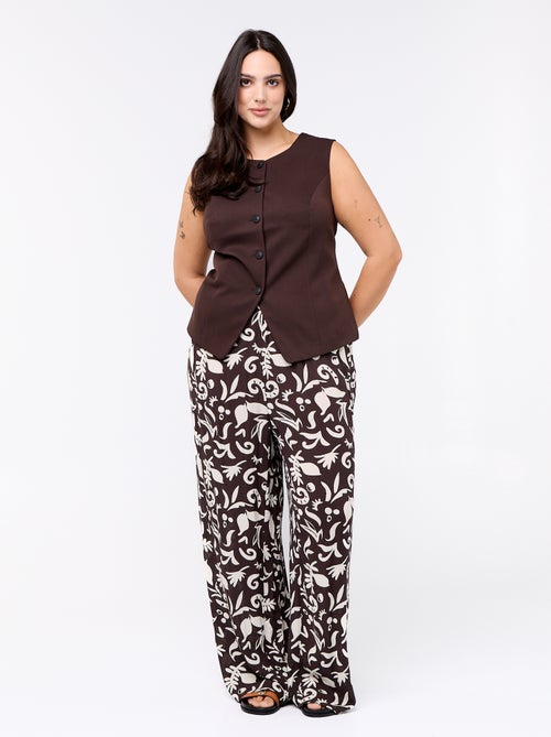 Pantalon large en maille crêpée - Kiabi