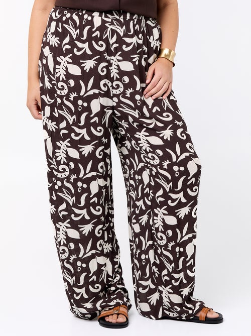 Pantalon large en maille crêpée - Kiabi