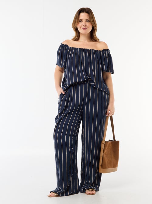 Pantalon large en maille crêpée - Kiabi