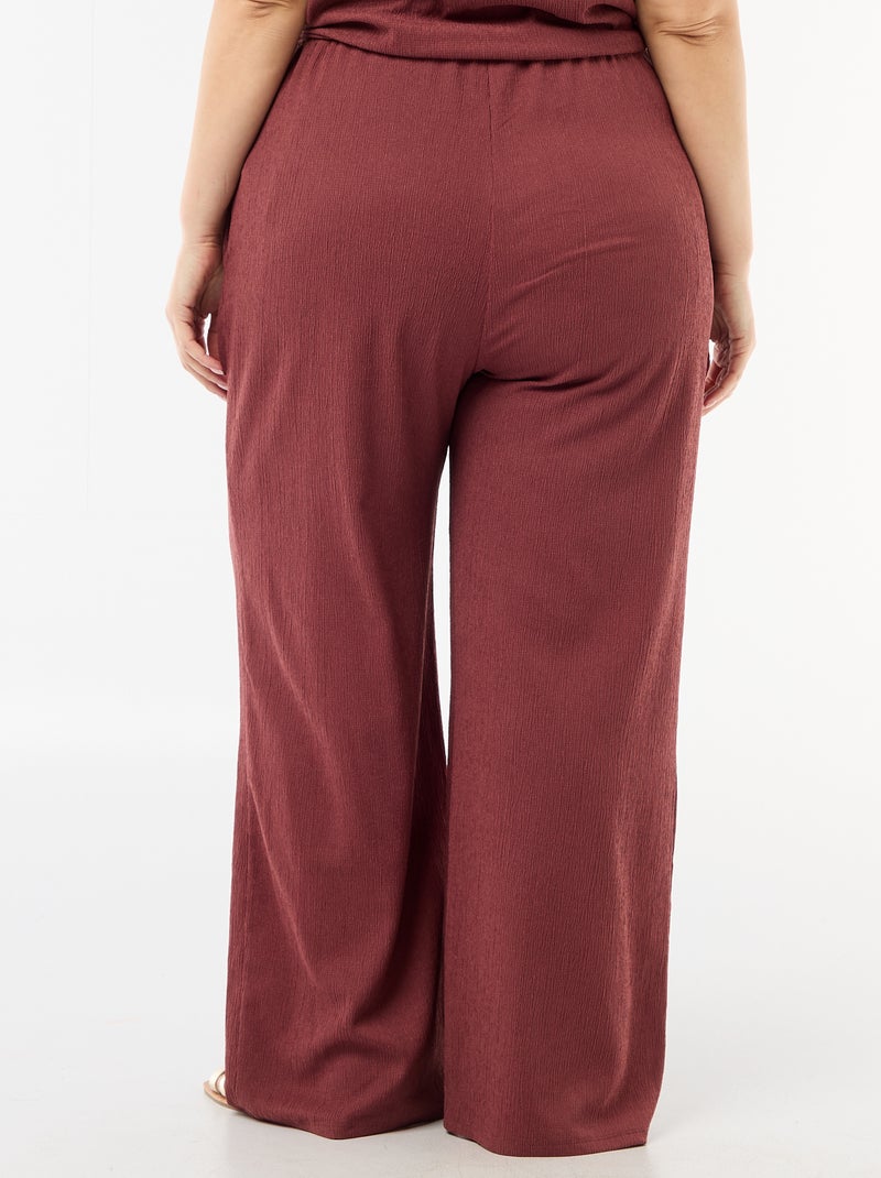 Pantalon large en maille crêpée Rouge - Kiabi