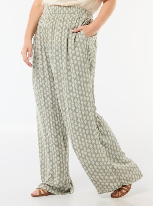 Pantalon large en maille crêpée - Kiabi