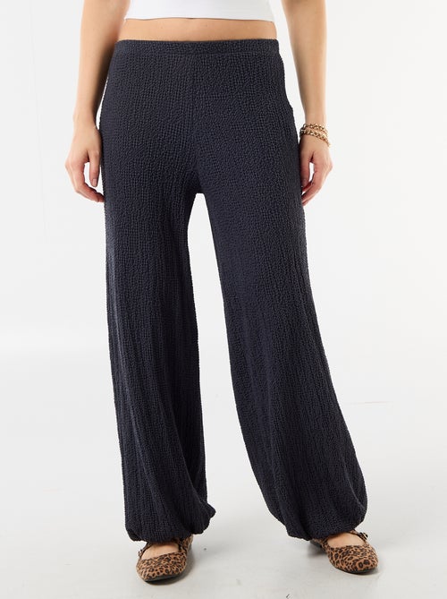 Pantalon large en maille crinkle femme - Kiabi