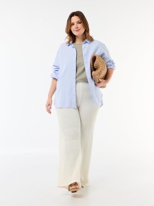 Pantalon large en maille gaufrée - Kiabi