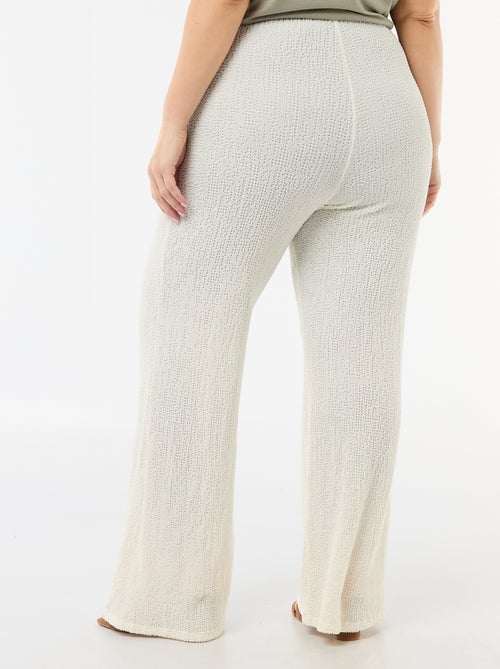 Pantalon large en maille gaufrée - Kiabi