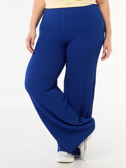 Pantalon large en maille gaufrée - Kiabi