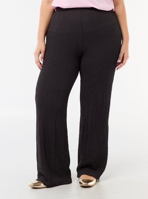 Pantalon large en maille gaufrée - Kiabi