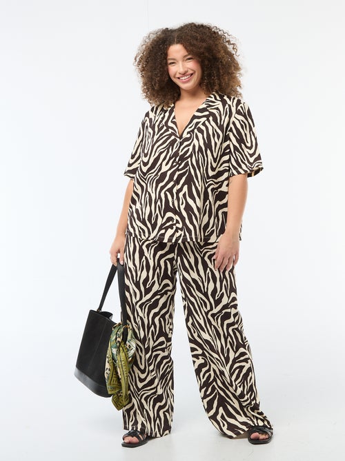 Pantalon large en maille gaufrée - Kiabi