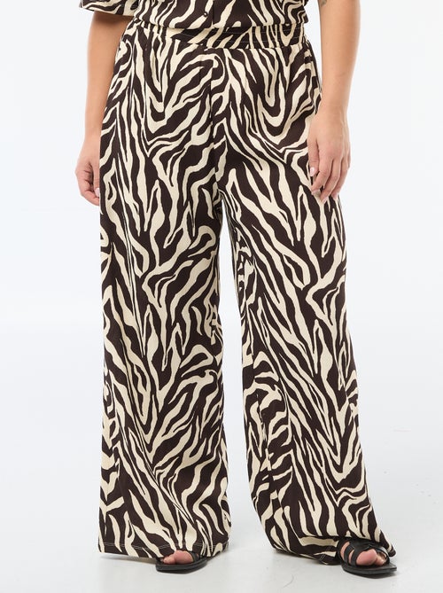 Pantalon large en maille gaufrée - Kiabi