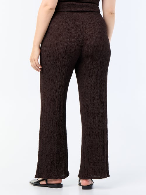 Pantalon large en maille gaufrée - Kiabi