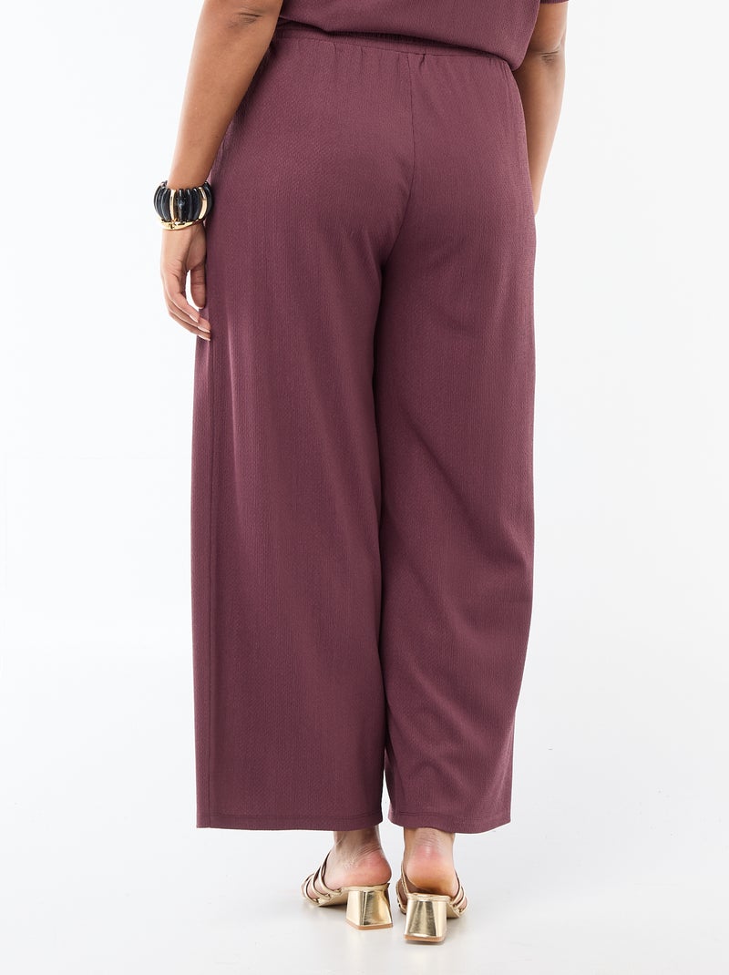 Pantalon large en maille gaufrée Rose - Kiabi