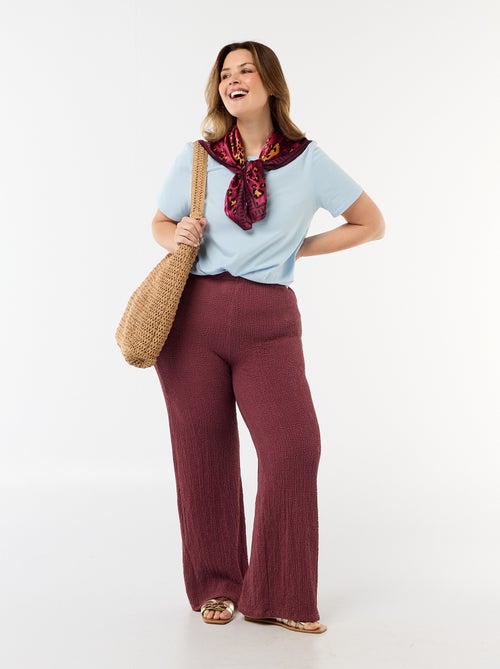 Pantalon large en maille gaufrée - Kiabi