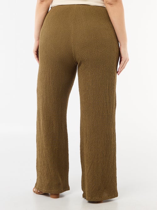 Pantalon large en maille gaufrée - Kiabi
