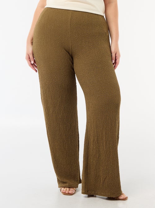 Pantalon large en maille gaufrée - Kiabi
