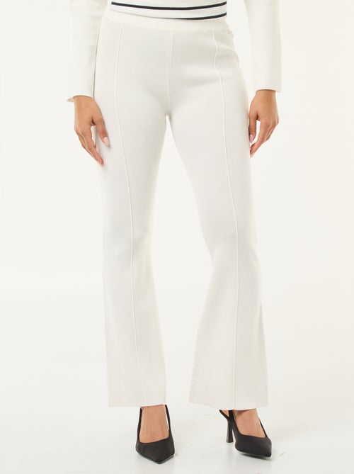 Pantalon large en maille ottoman uni - Kiabi