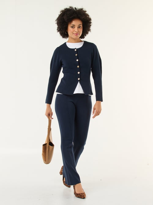 Pantalon large en maille ottoman uni - Kiabi