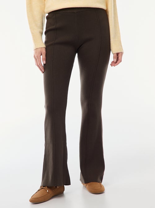 Pantalon large en maille ottoman uni - Kiabi