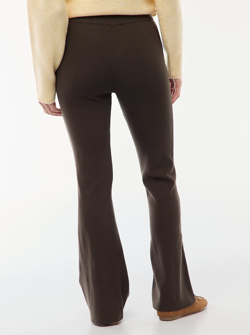 Pantalon large en maille ottoman uni Noir - Kiabi