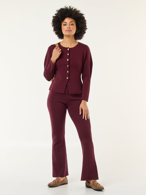 Pantalon large en maille ottoman uni - Kiabi