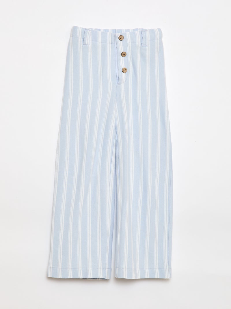 Pantalon large en maille piquée - collection facile à enfiler Bleu - Kiabi