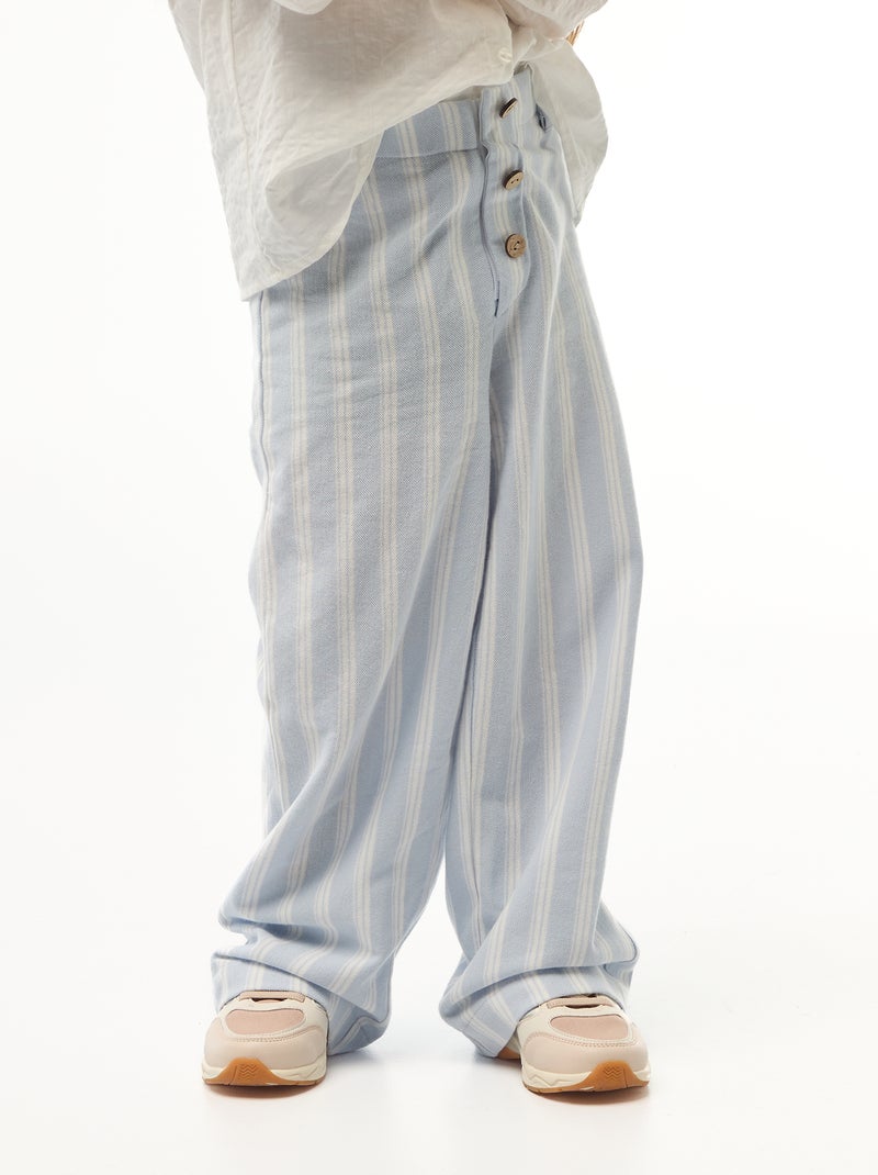 Pantalon large en maille piquée - collection facile à enfiler Bleu - Kiabi