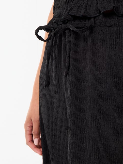 Pantalon large en maille smockée - Kiabi