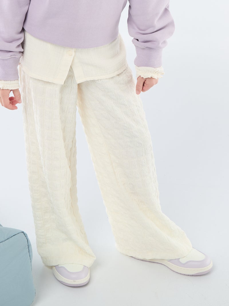 Pantalon large en maille stretch Beige - Kiabi