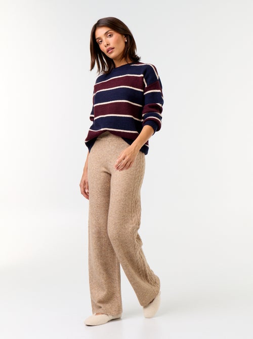 Pantalon large en maille tricot - Kiabi
