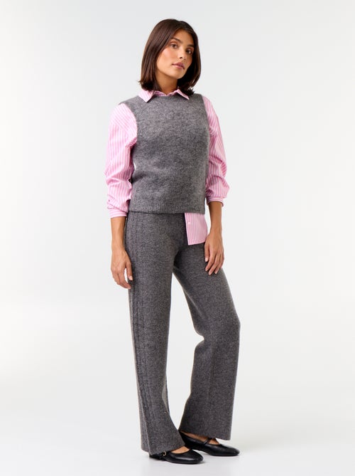 Pantalon large en maille tricot - Kiabi