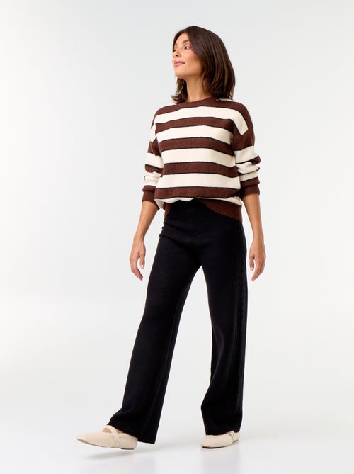 Pantalon large en maille tricot - Kiabi