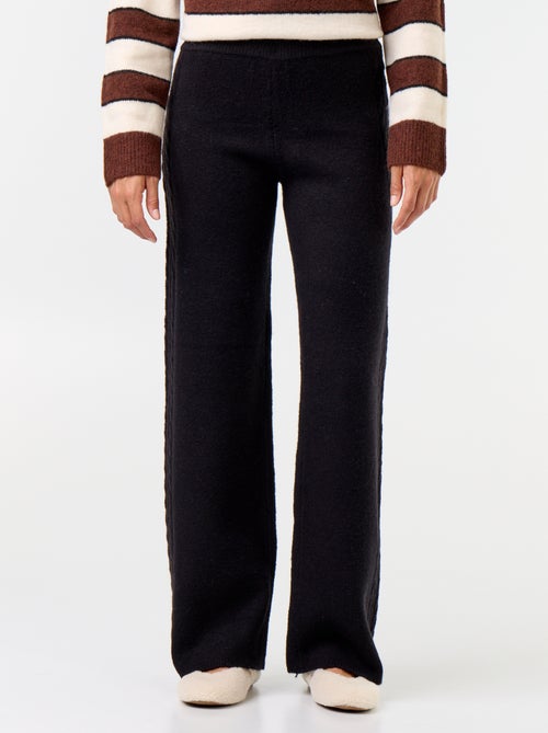 Pantalon large en maille tricot - Kiabi