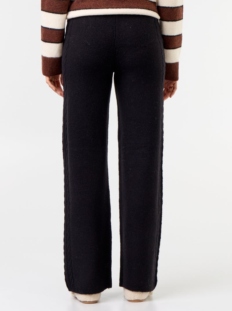 Pantalon large en maille tricot Noir - Kiabi