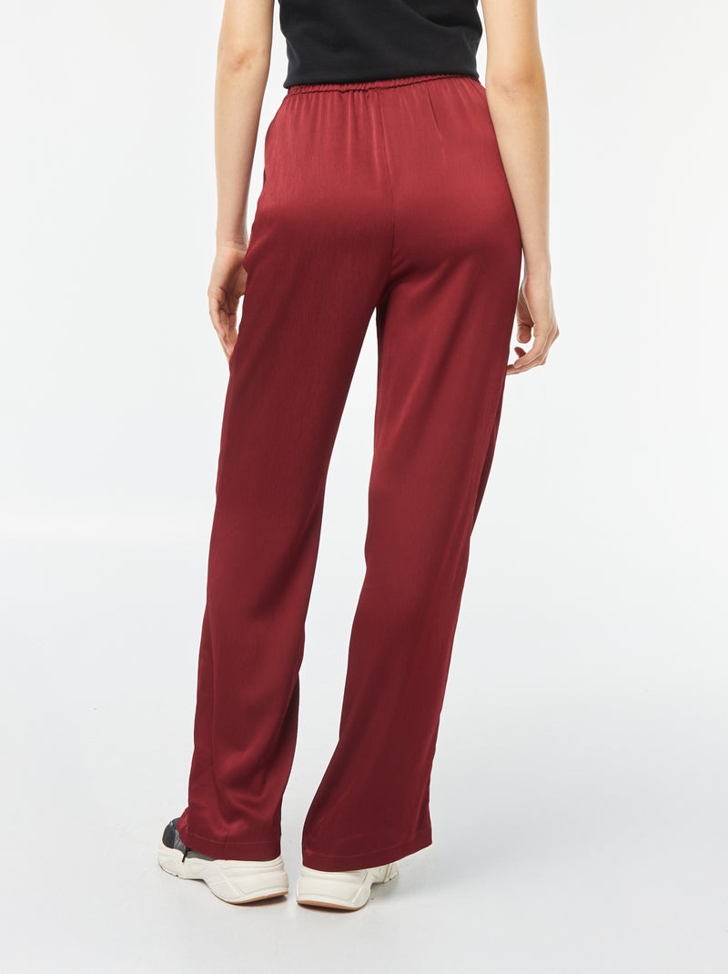 Pantalon large en matière crêpée avec 2 poches Rouge - Kiabi
