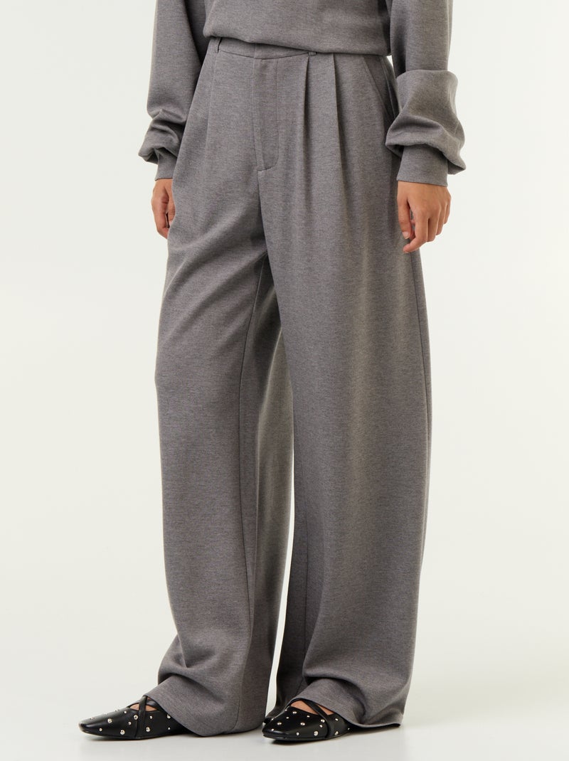 Pantalon large en matière douce Gris - Kiabi