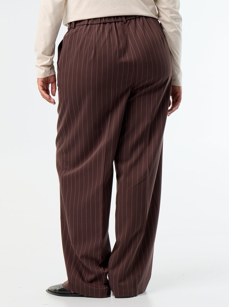 Pantalon large en matière fluide Marron - Kiabi