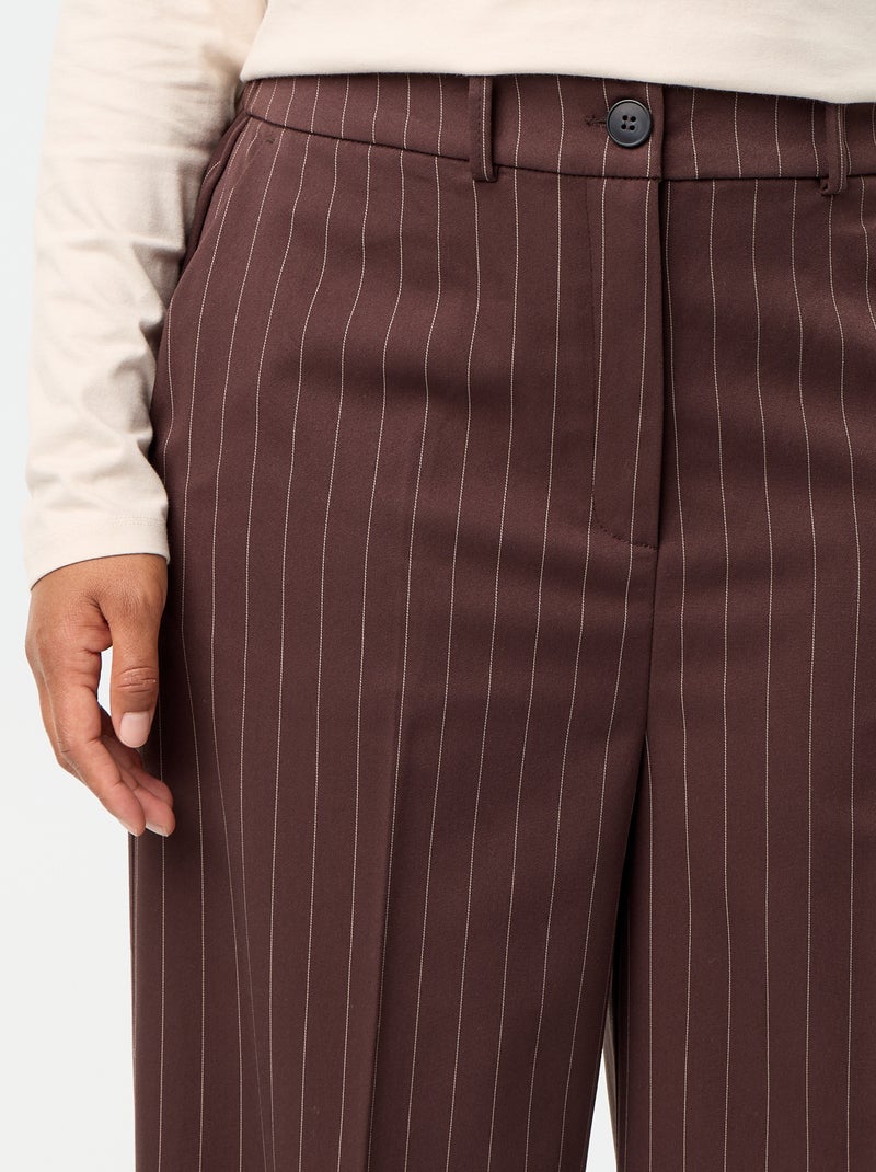 Pantalon large en matière fluide Marron - Kiabi