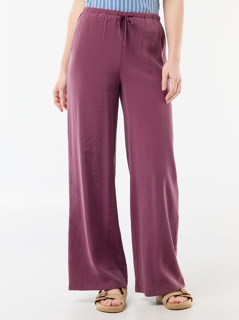 Pantalon large en matière fluide Violet - Kiabi