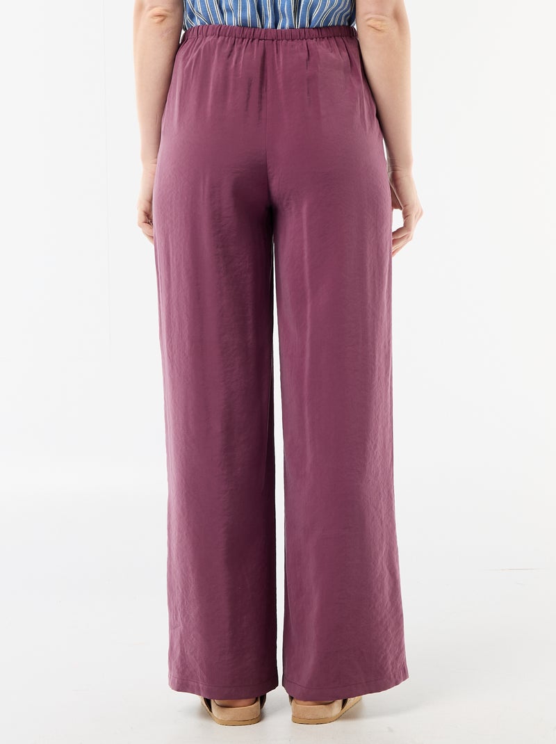 Pantalon large en matière fluide Violet - Kiabi