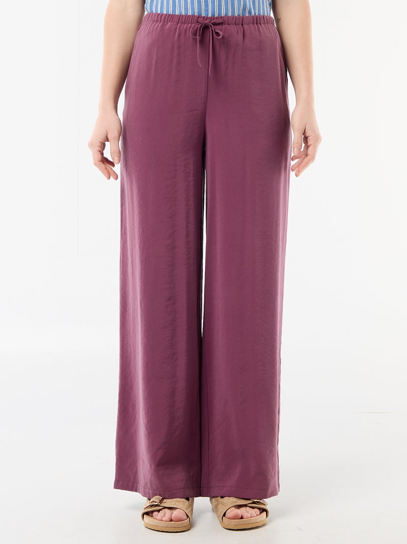 Pantalon large en matière fluide Violet - Kiabi