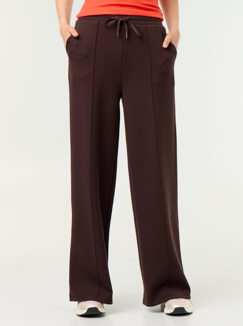 Pantalon large en polaire Marron - Kiabi