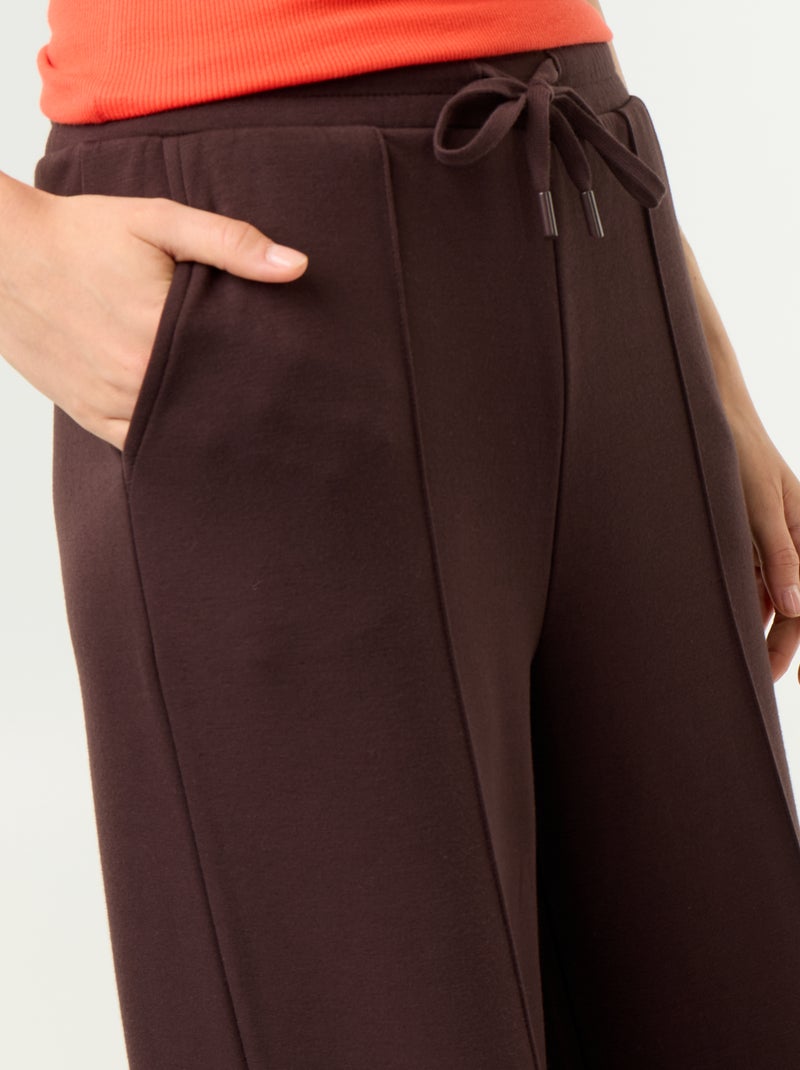 Pantalon large en polaire Marron - Kiabi
