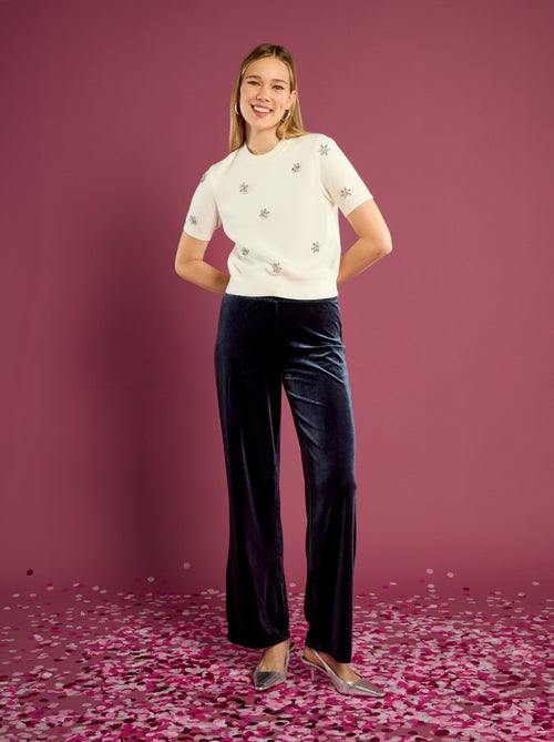 Pantalon large en velours - Kiabi