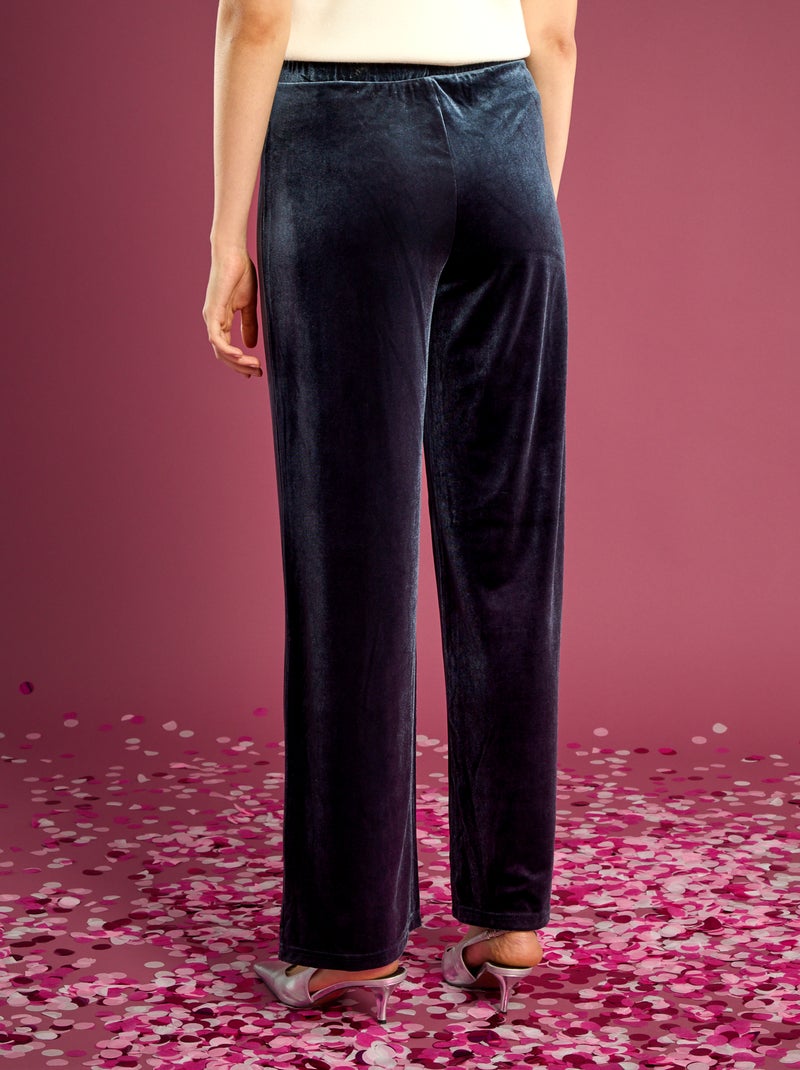 Pantalon large en velours Bleu - Kiabi