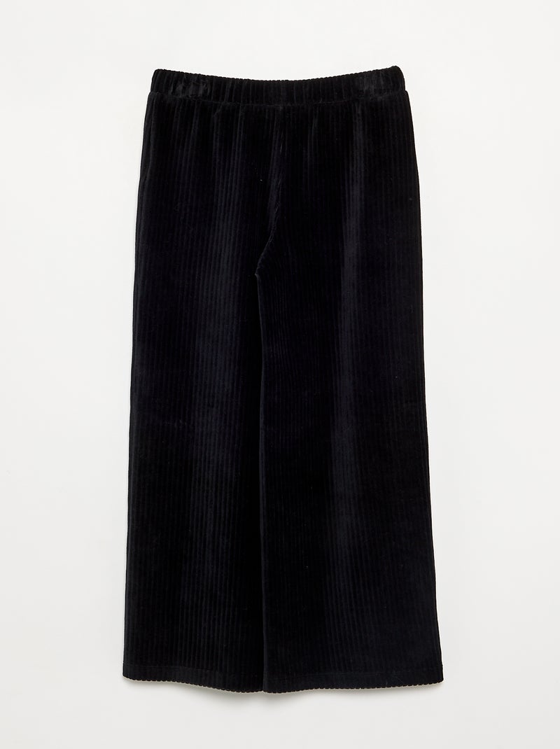 Pantalon large en velours côtelé Noir - Kiabi