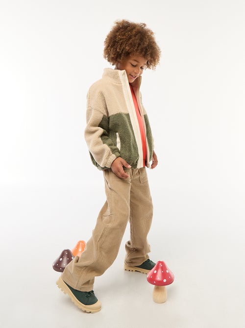 Pantalon large en velours uni - Kiabi