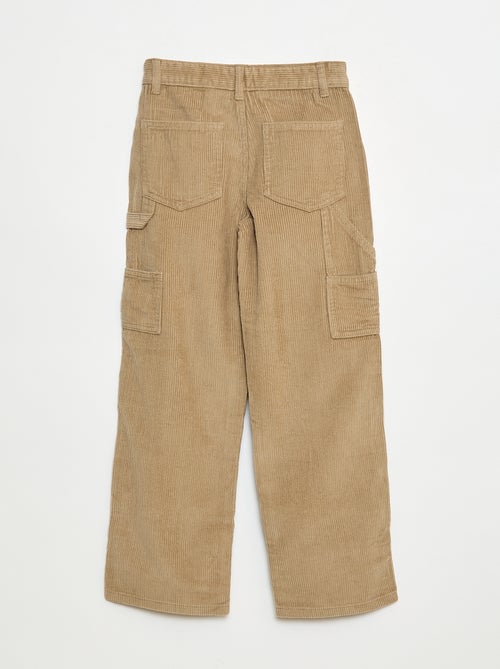 Pantalon large en velours uni - Kiabi